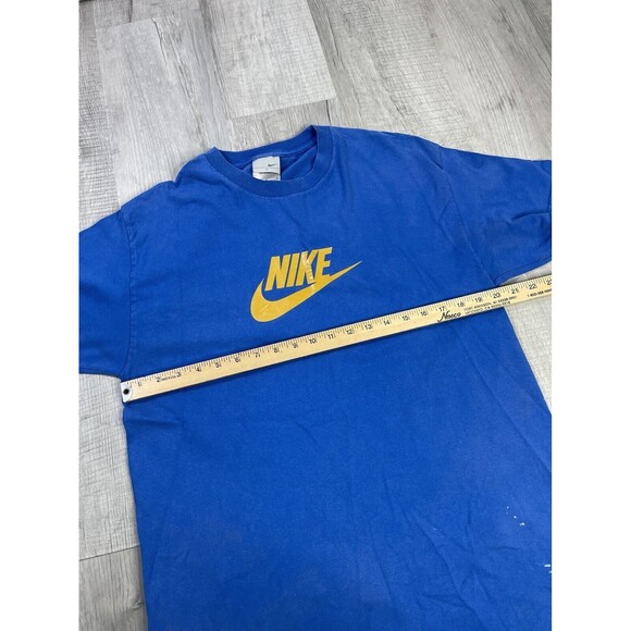 Vintage Nike Shirt Men's Size Large Center Swoosh Yellow Y2K 2000 Blue I - Picture 7 of 10